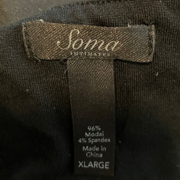 Soma Intimates Black Cap Sleeve Knot Front Midi Dress Stretchy Sz Extra Large XL - Picture 4 of 4